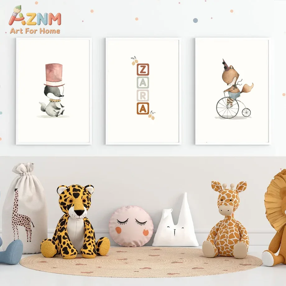 Baby Name Wall Art - AZNM Póster de Lienzo sin Marco,