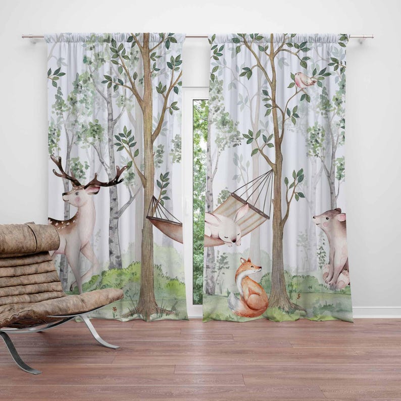 Baby Nursery Youtube - Cortinas de animales del bosque, cortinas