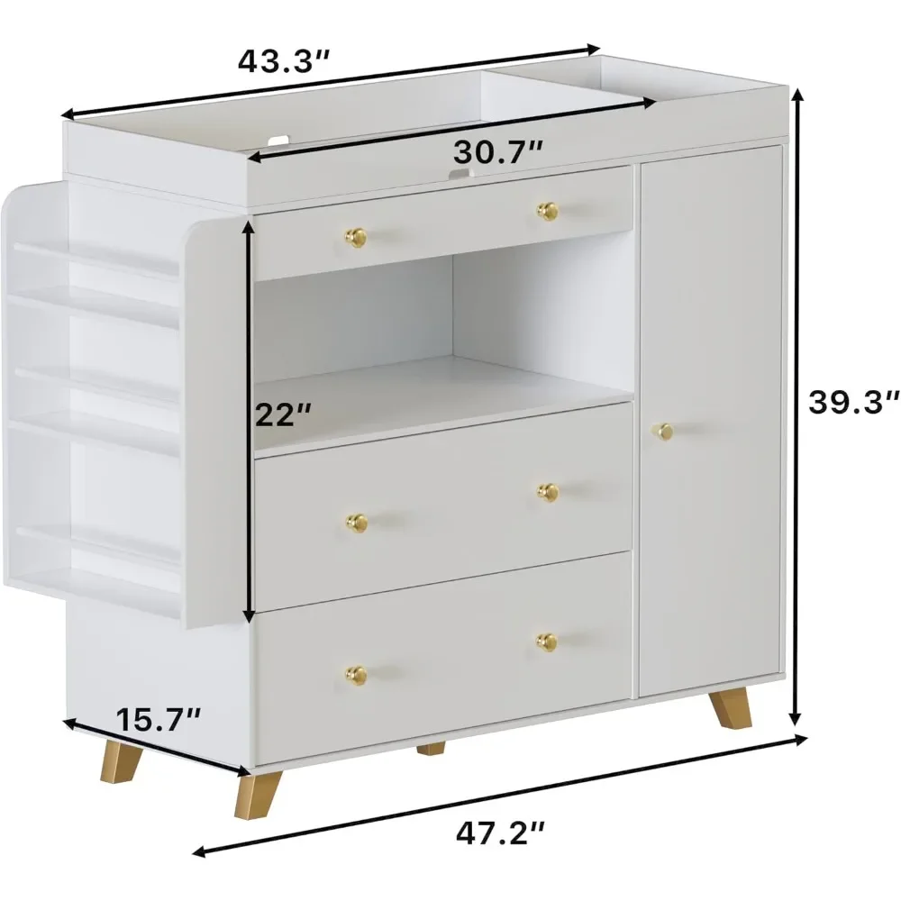 Baby Nursery Dresser Changing Table - Cómoda para guardería, cambiador para bebé,