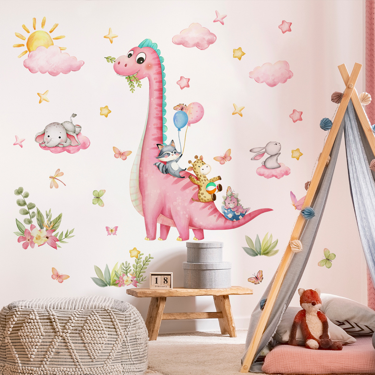 Baby Nursery Vinyl Wall Stickers - Pegatina de pared grande de dibujos