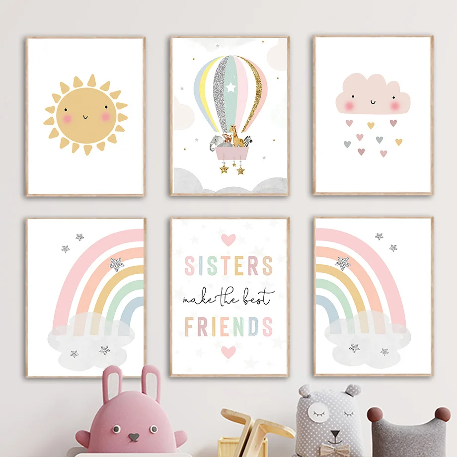 Baby Name Wall Art - Pósteres nórdicos de jirafa, elefante, globo