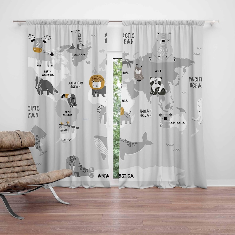 Baby Nursery Youtube - Cortinas para guardería con mapa del