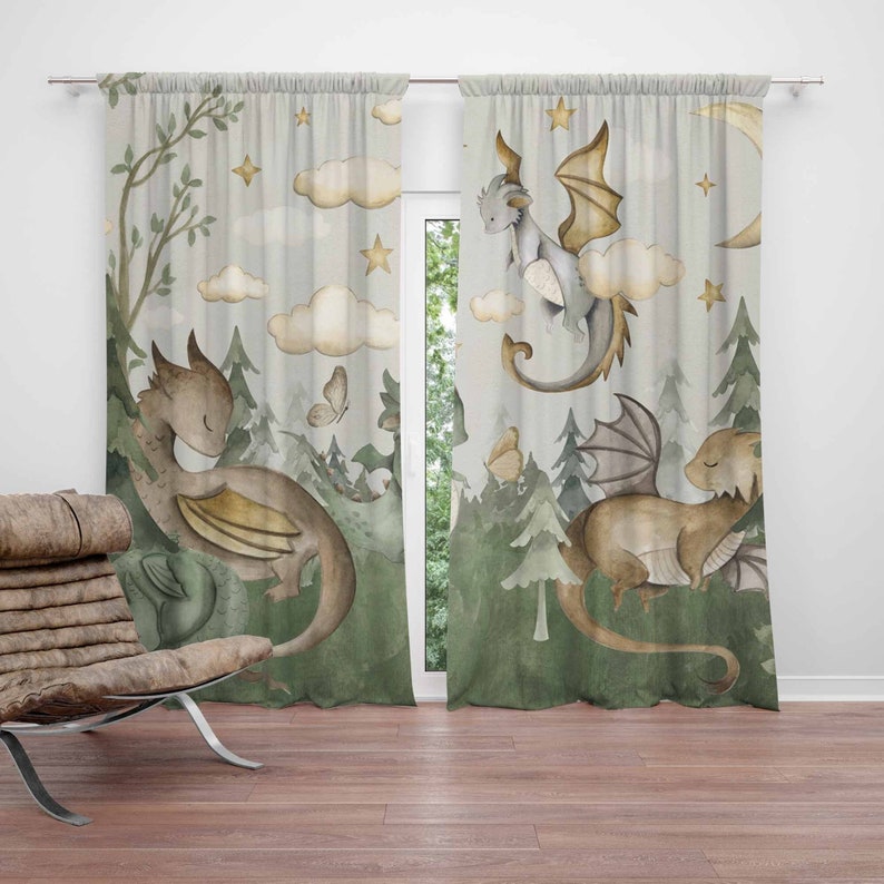 Baby Nursery Youtube - Cortinas de pequeño dragón para guardería,