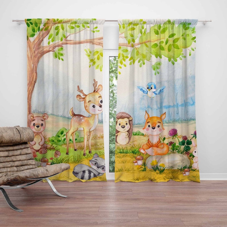 Baby Nursery Youtube - Cortinas de animales del bosque, cortinas