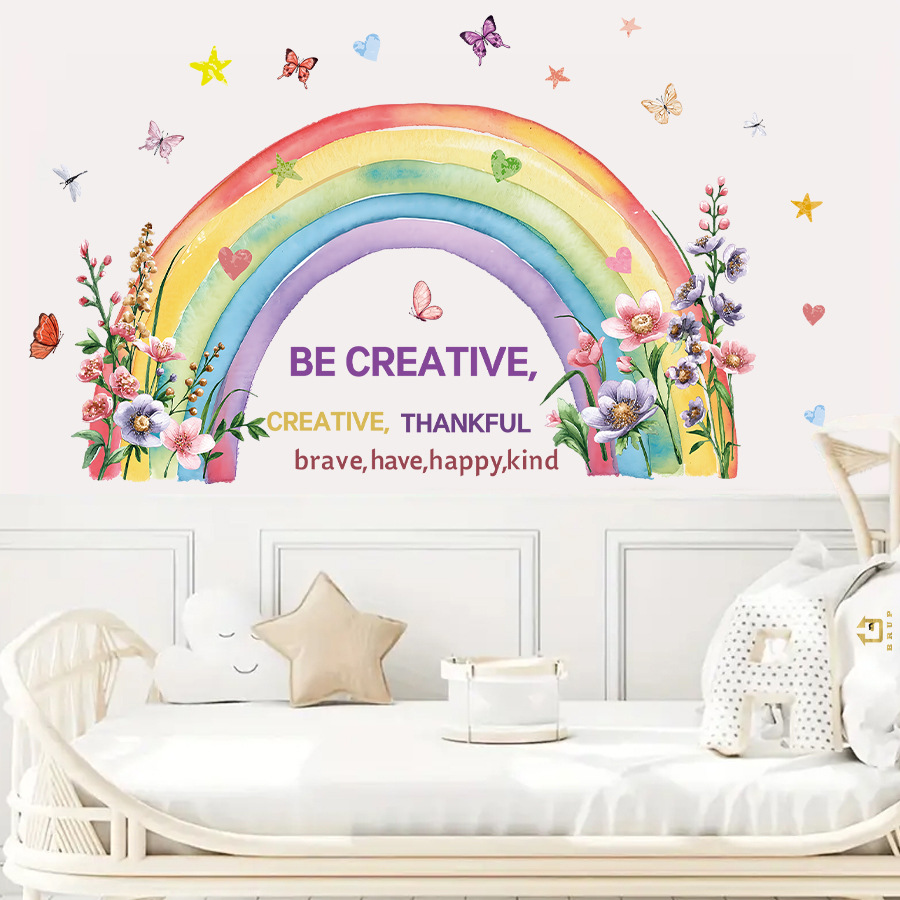 Baby Nursery Vinyl Wall Stickers - Pegatinas de pared de mariposa arcoíris