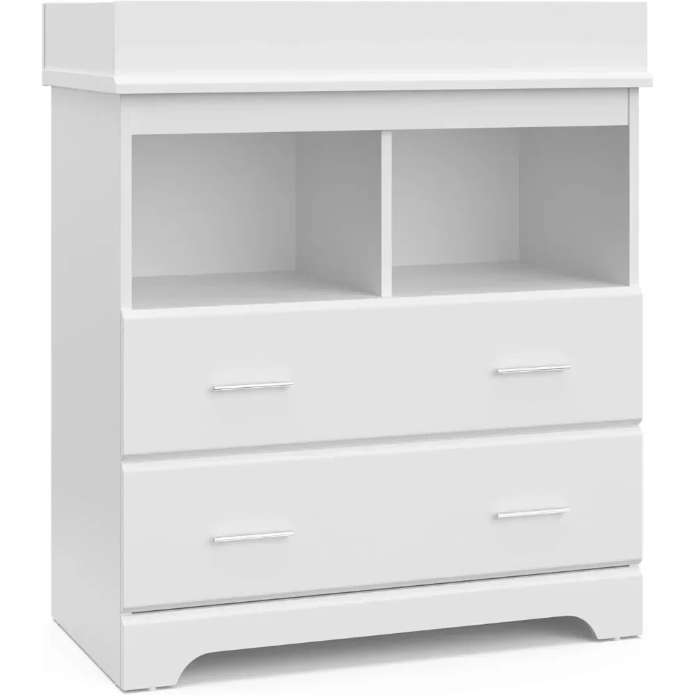 Changing Table Topper - Cómoda cambiadora de 2 cajones (blanca)
