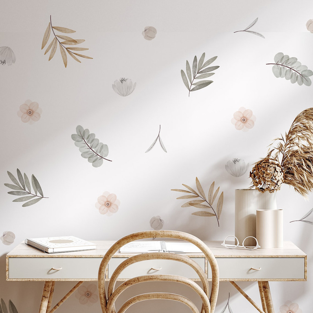 Baby Nursery Vinyl Wall Stickers - Calcomanías de pared botánicas de hojas