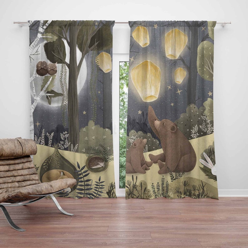 Baby Nursery Youtube - Cortinas de guardería de bosque, oso