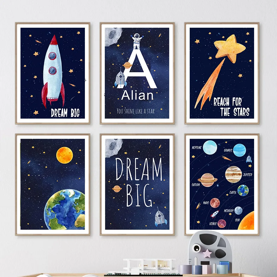 Baby Name Wall Art - Pintura en lienzo personalizada con nombre,