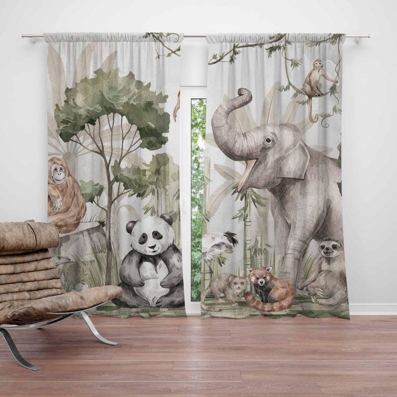 Baby Nursery Youtube - Cortinas de animales de Safari, cortinas