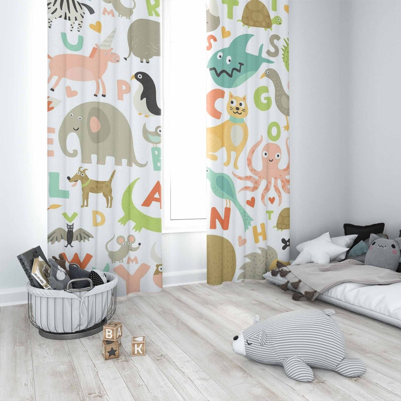 Cortina de guardería con alfab - Baby Nursery Youtube reseña y precio