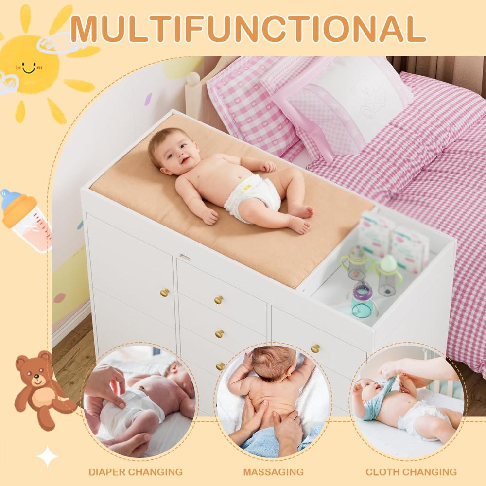 Cómoda Clásica para Bebés con  - Baby Nursery Dresser Changing Table reseña y precio