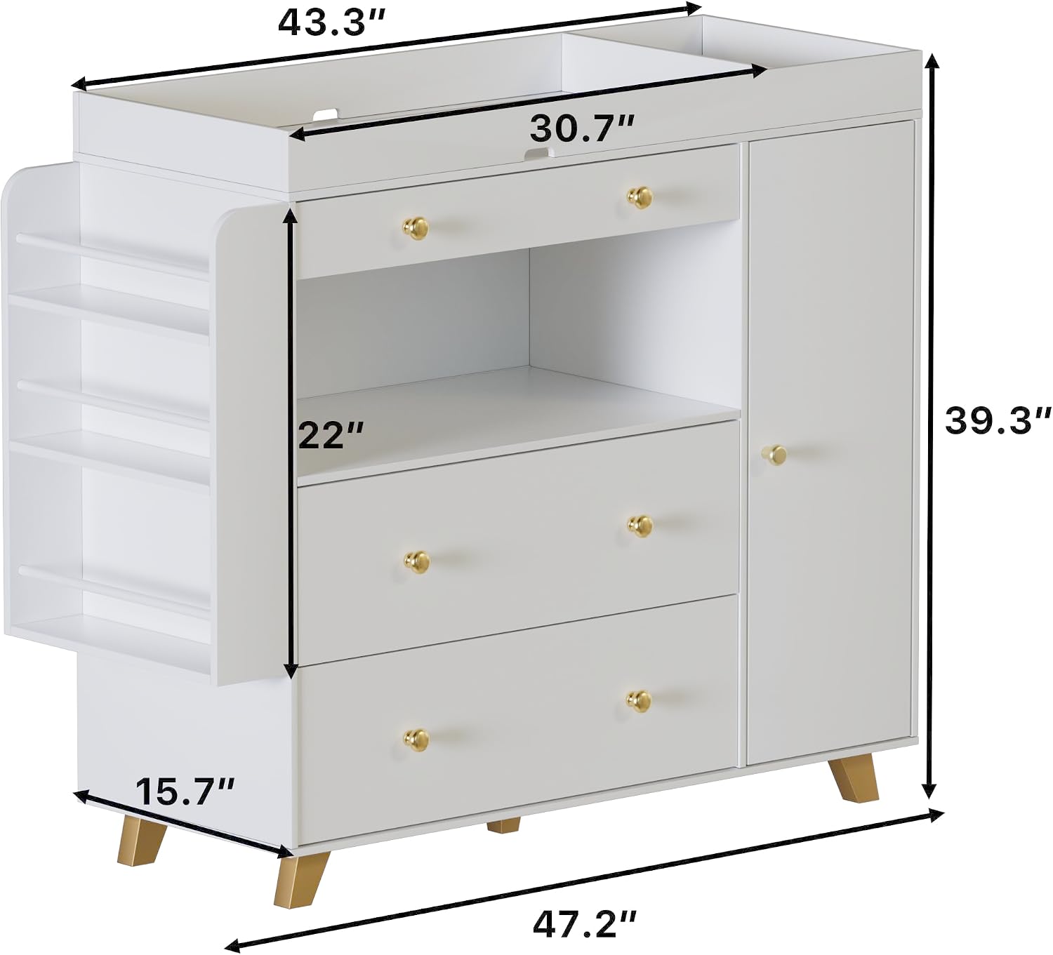 Cómoda para Cuarto de Bebé con - Baby Nursery Dresser Changing Table reseña y precio
