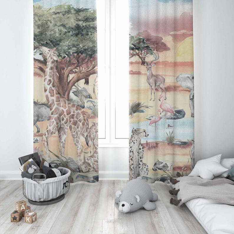Cortina de animales de Safari  - Baby Nursery Youtube reseña y precio