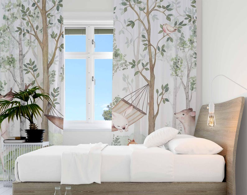 Cortinas de animales del bosqu - Baby Nursery Youtube reseña y precio