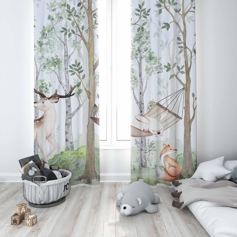 Cortinas de animales del bosqu - Baby Nursery Youtube reseña y precio