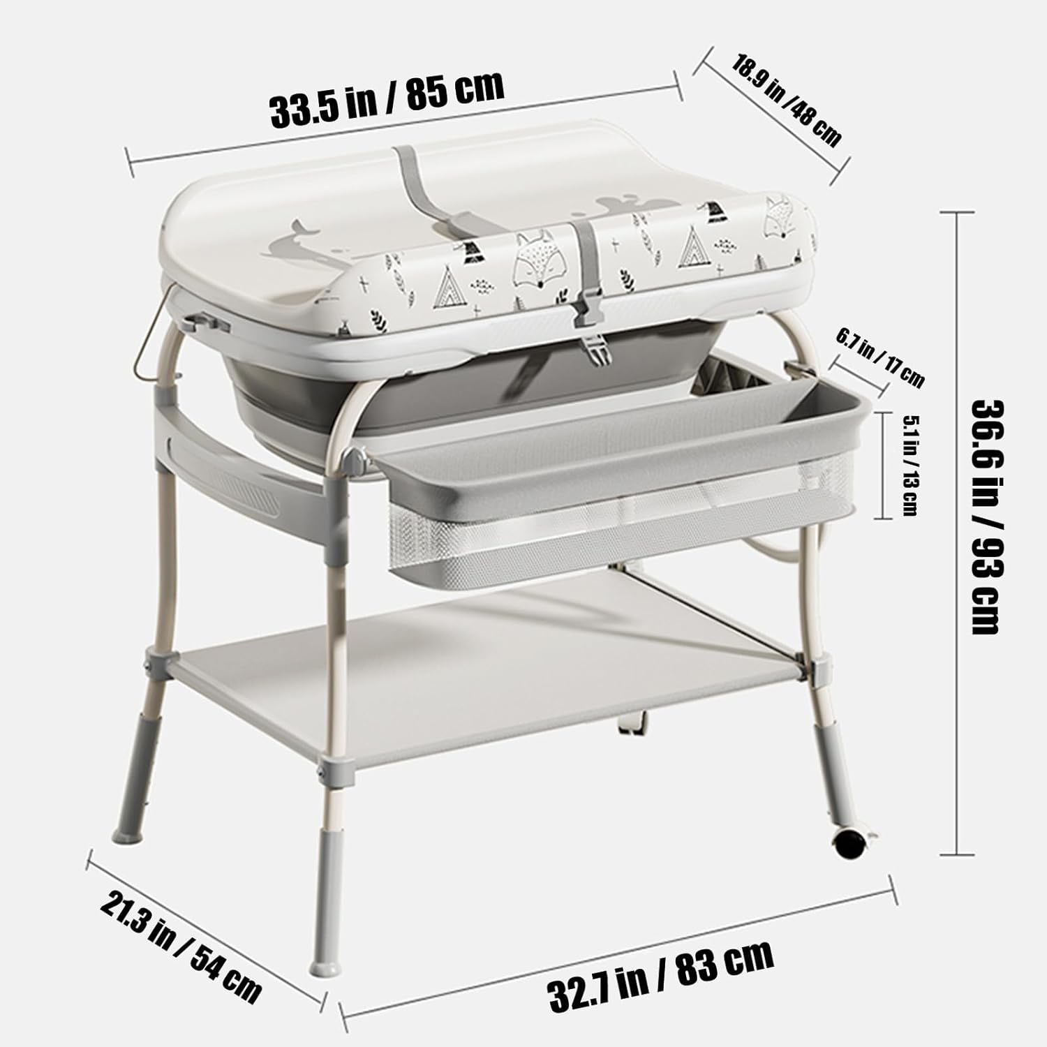 Cambiador de bebé 2 en 1 con b - Baby Nursery Dresser Changing Table reseña y precio