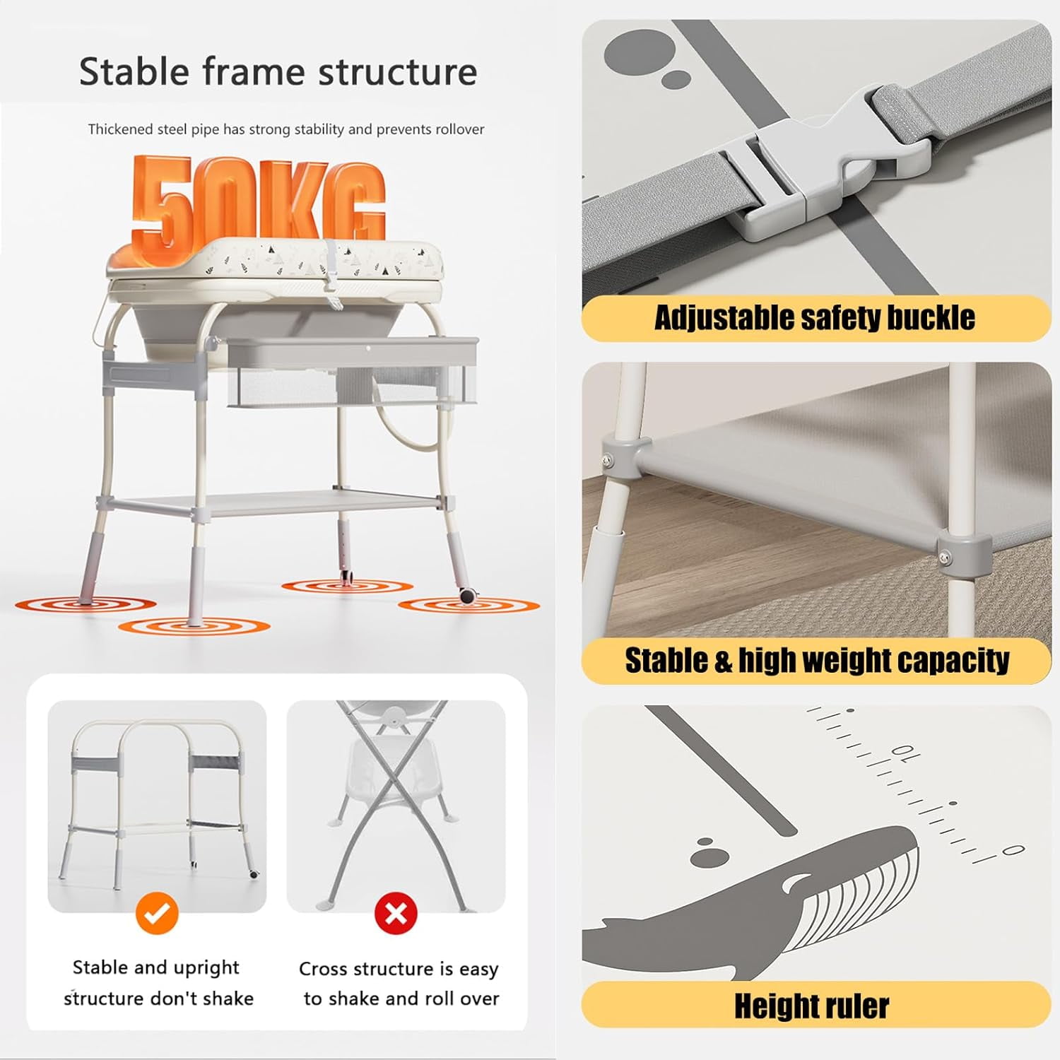 Cambiador de bebé 2 en 1 con b - Baby Nursery Dresser Changing Table reseña y precio