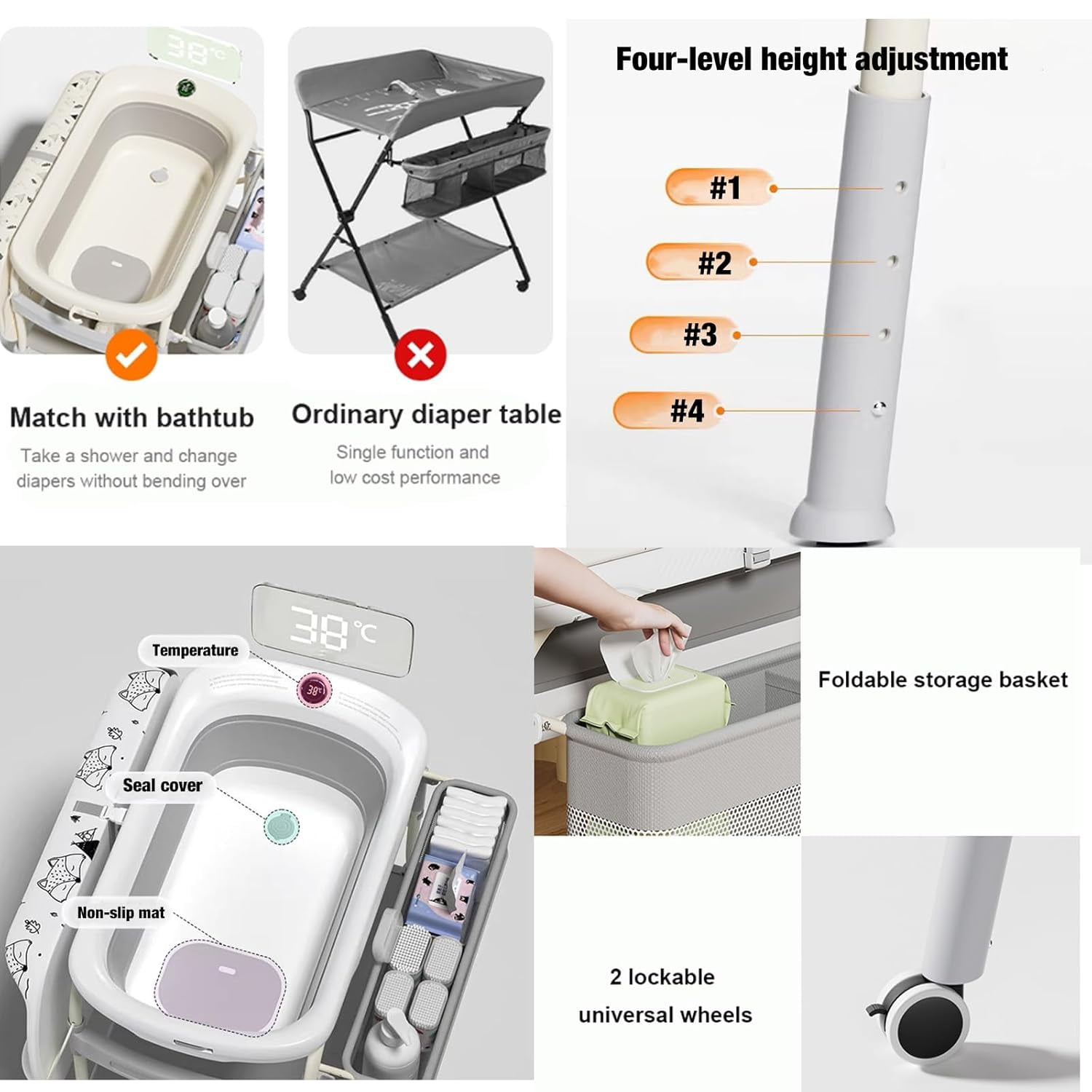 Cambiador de bebé 2 en 1 con b - Baby Nursery Dresser Changing Table reseña y precio