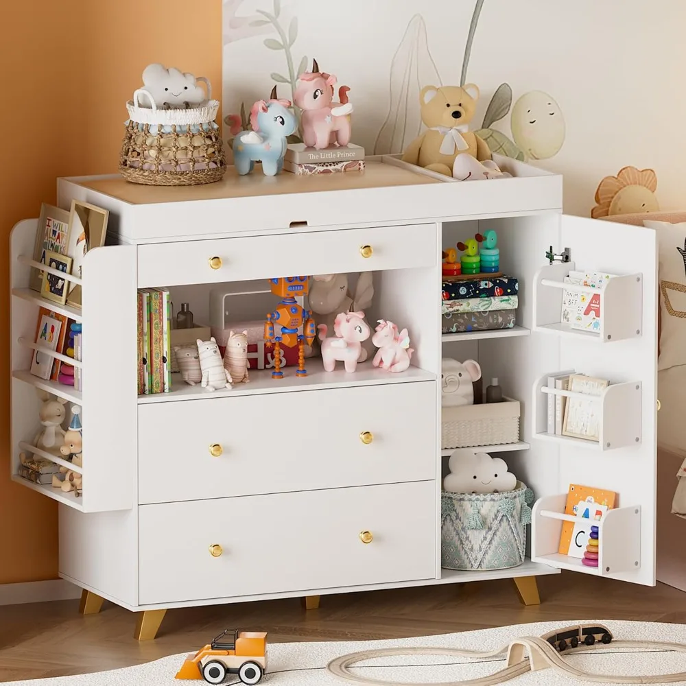 Cómoda para guardería, cambiad - Baby Nursery Dresser Changing Table reseña y precio
