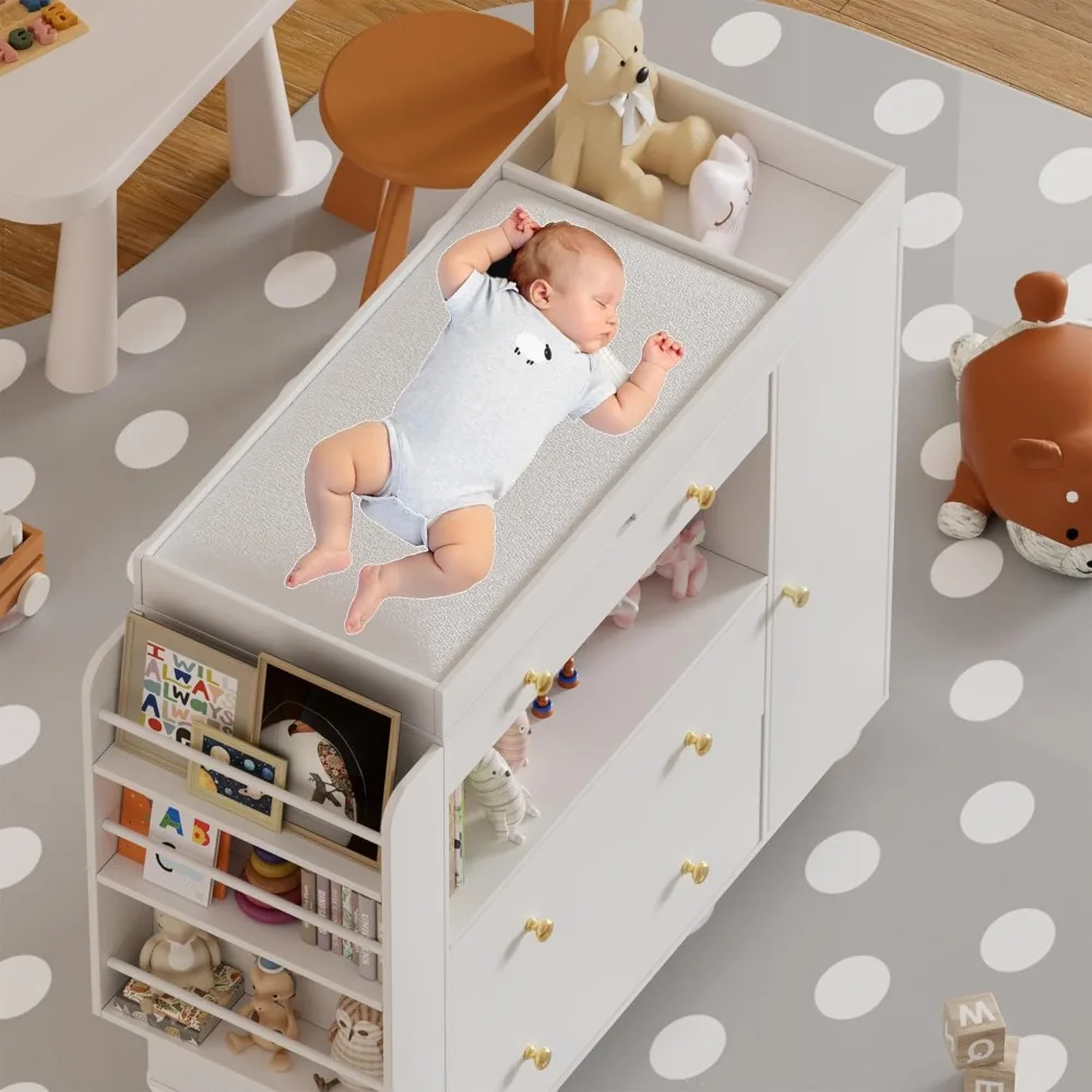 Cómoda para guardería, cambiad - Baby Nursery Dresser Changing Table reseña y precio