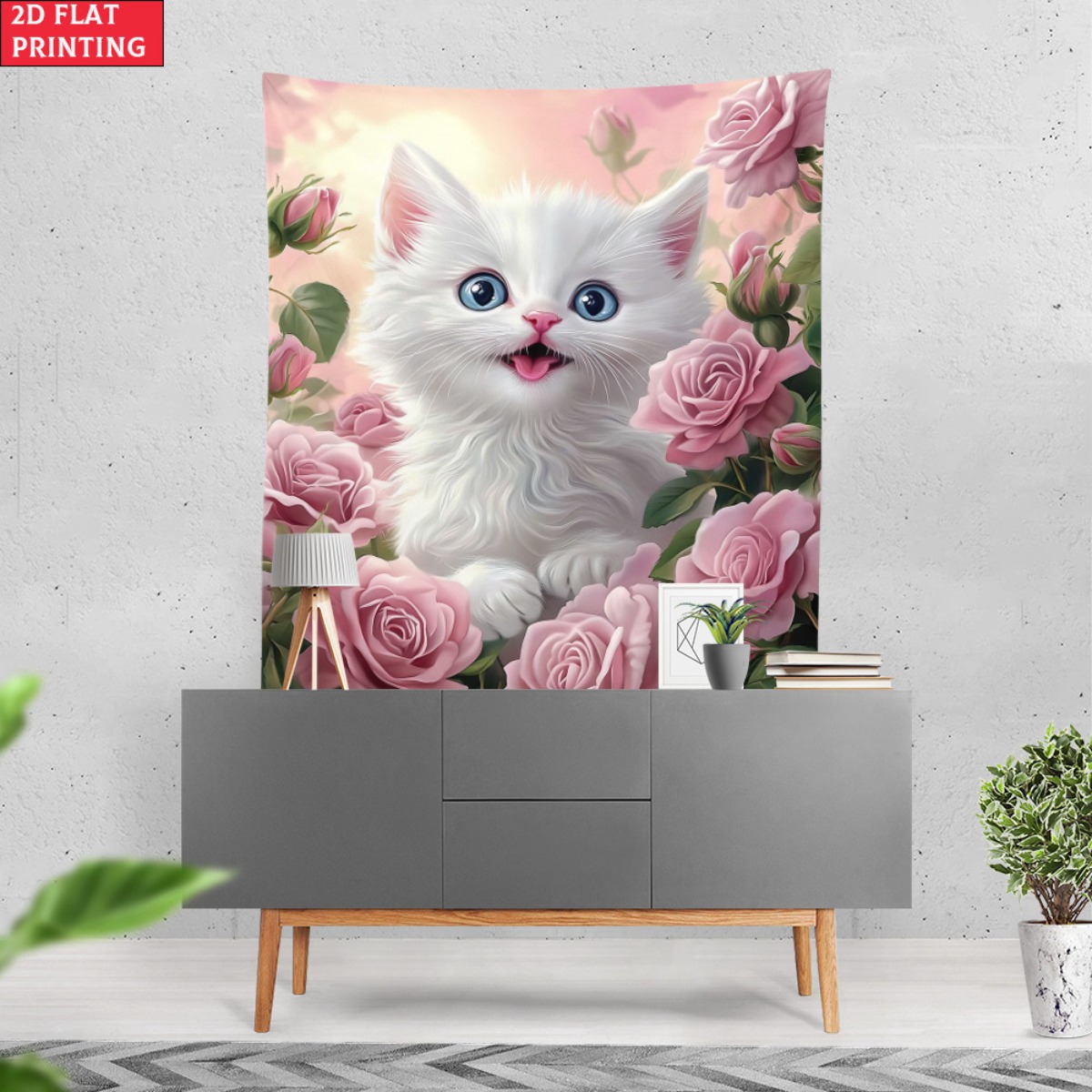 Lindo gatito blanco tapiz de j - Baby Nursery Colors reseña y precio