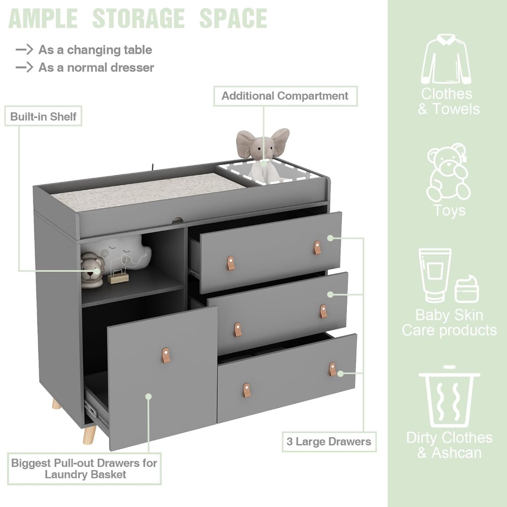 Cómoda para bebé, cómoda para  - Baby Nursery Dresser Changing Table reseña y precio