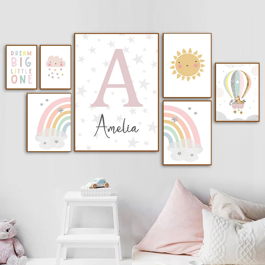 Pósteres nórdicos de jirafa, e - Baby Name Wall Art reseña y precio