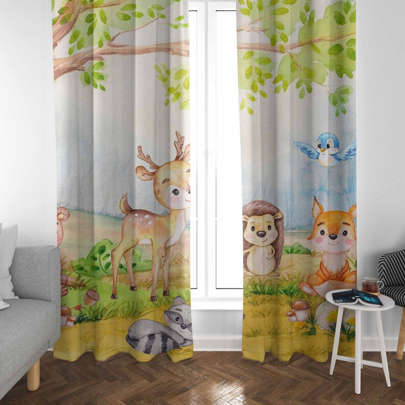 Cortinas de animales del bosqu - Baby Nursery Youtube reseña y precio
