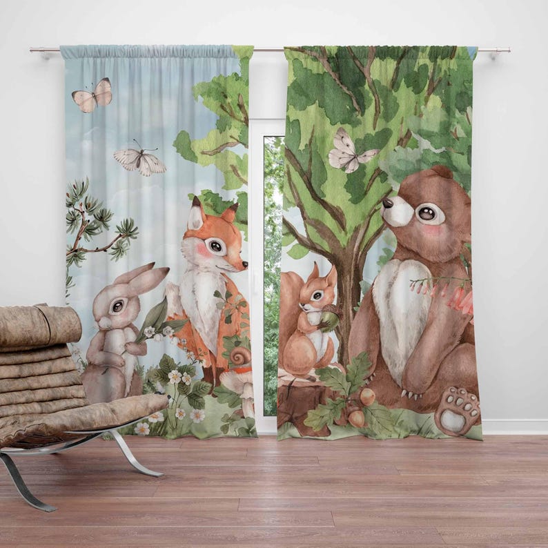 Cortinas de animales del bosqu - Baby Nursery Youtube reseña y precio