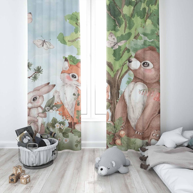 Cortinas de animales del bosqu - Baby Nursery Youtube reseña y precio