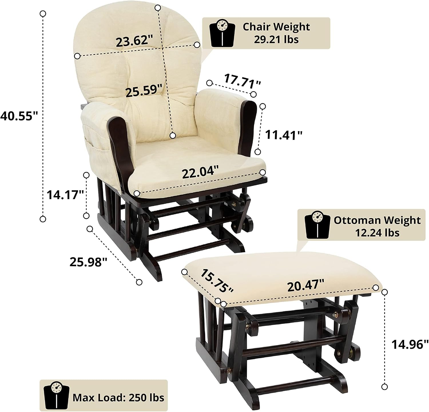 Sillón mecedora tapizado para  - Baby Nursery Rocking Chair reseña y precio