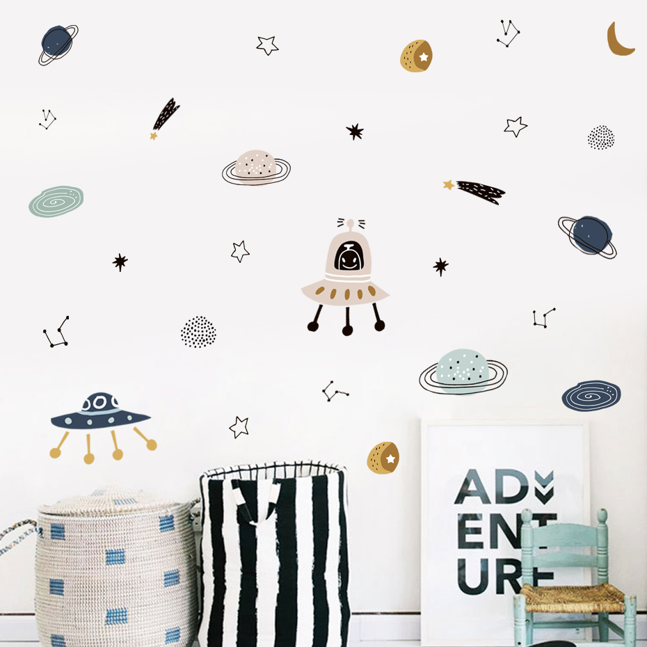 Dibujos animados Ufo alienígen - Baby Nursery Vinyl Wall Stickers reseña y precio