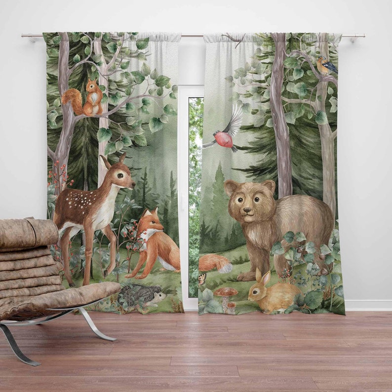 Cortinas de animales del bosqu - Baby Nursery Youtube reseña y precio