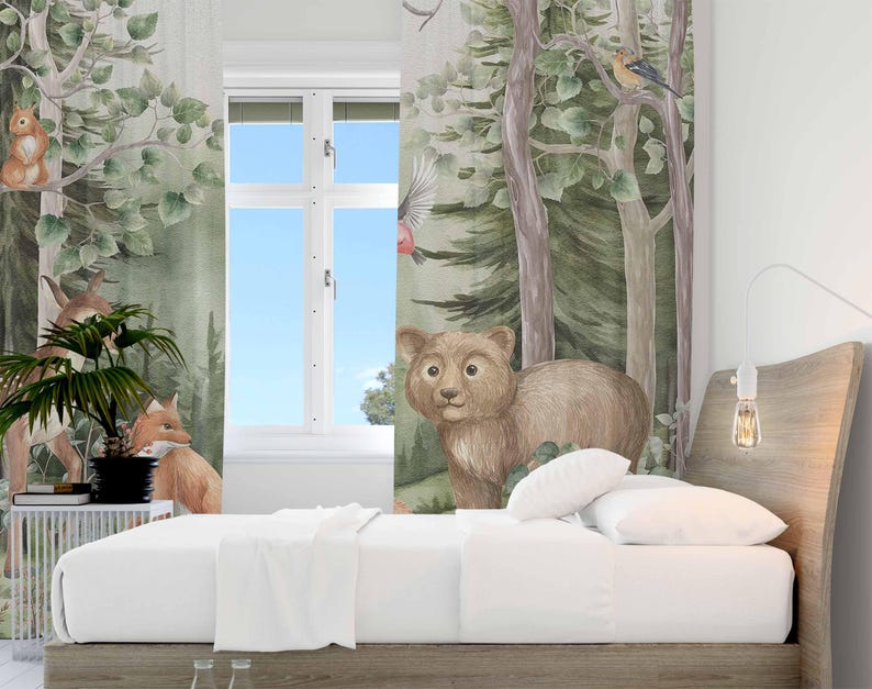 Cortinas de animales del bosqu - Baby Nursery Youtube reseña y precio