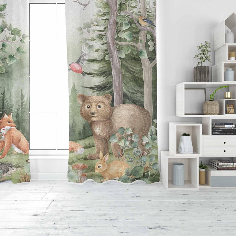 Cortinas de animales del bosqu - Baby Nursery Youtube reseña y precio