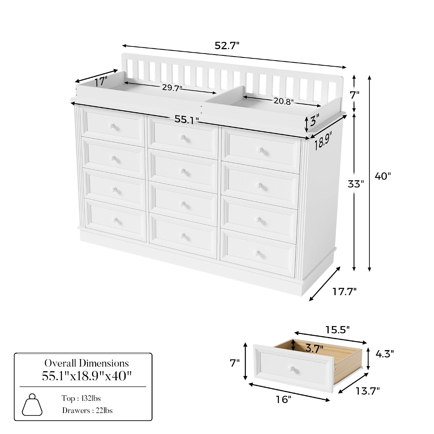 Cambiador de Bebé con Cómoda,  - Baby Nursery Dresser Changing Table reseña y precio