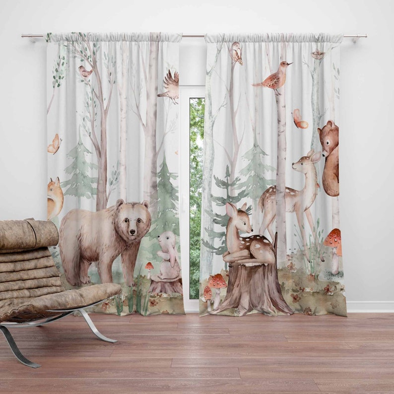 Cortinas de animales del bosqu - Baby Nursery Youtube reseña y precio