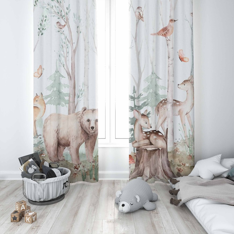 Cortinas de animales del bosqu - Baby Nursery Youtube reseña y precio