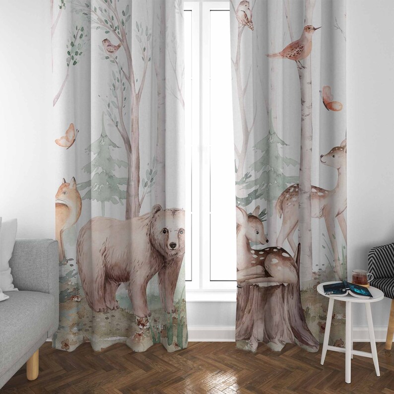Cortinas de animales del bosqu - Baby Nursery Youtube reseña y precio
