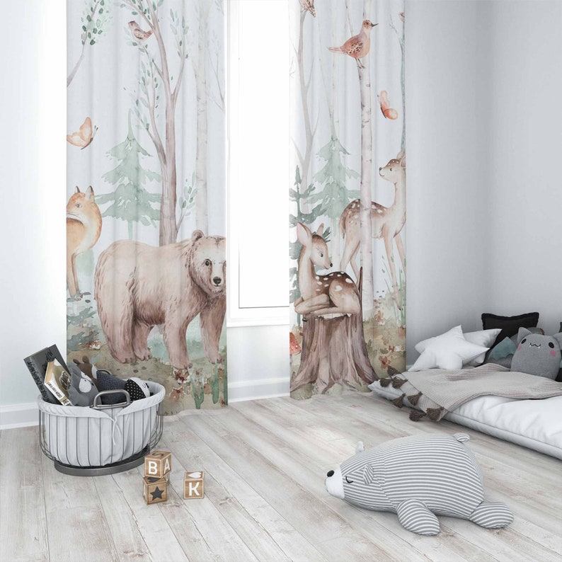Cortinas de animales del bosqu - Baby Nursery Youtube reseña y precio