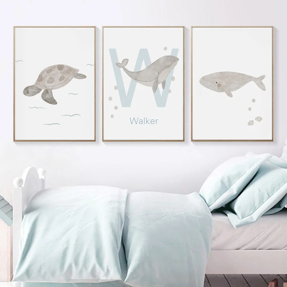 Nombre personalizado ballena p - Baby Name Wall Art reseña y precio