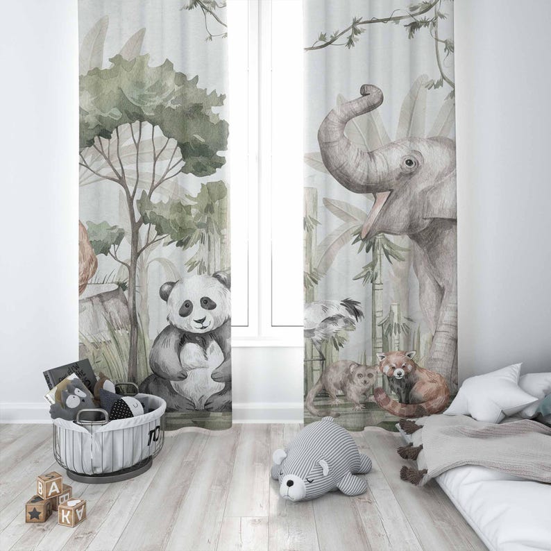 Cortinas de animales de Safari - Baby Nursery Youtube reseña y precio